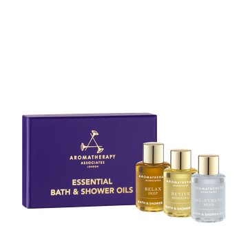 Essential Bath &amp; Shower Oils / Набор из 3 эссенциальных масел для ванны и душа Relax, De-Stress, Revive (3x7,5 мл)
