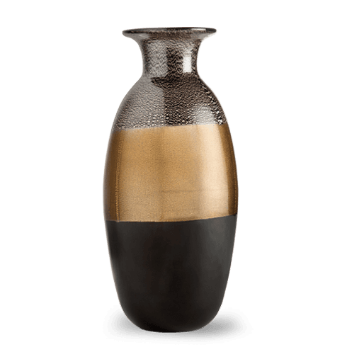 Vase Bottiglia Nero Con Fascia Argento e Oro / Ваза из венецианского стекла "Черное золото" 