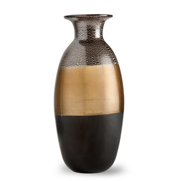 Vase Bottiglia Nero Con Fascia Argento e Oro / Ваза из венецианского стекла "Черное золото" 