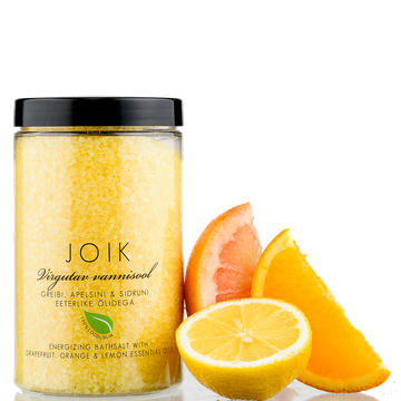 Соль для ванны с поднимающими настроение эфирными маслами апельсина, лимона и грейпфрута