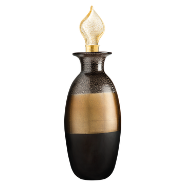Vase Bottiglia Nero Con Fascia Argento e Oro / Ваза из венецианского стекла "Черное золото" 
